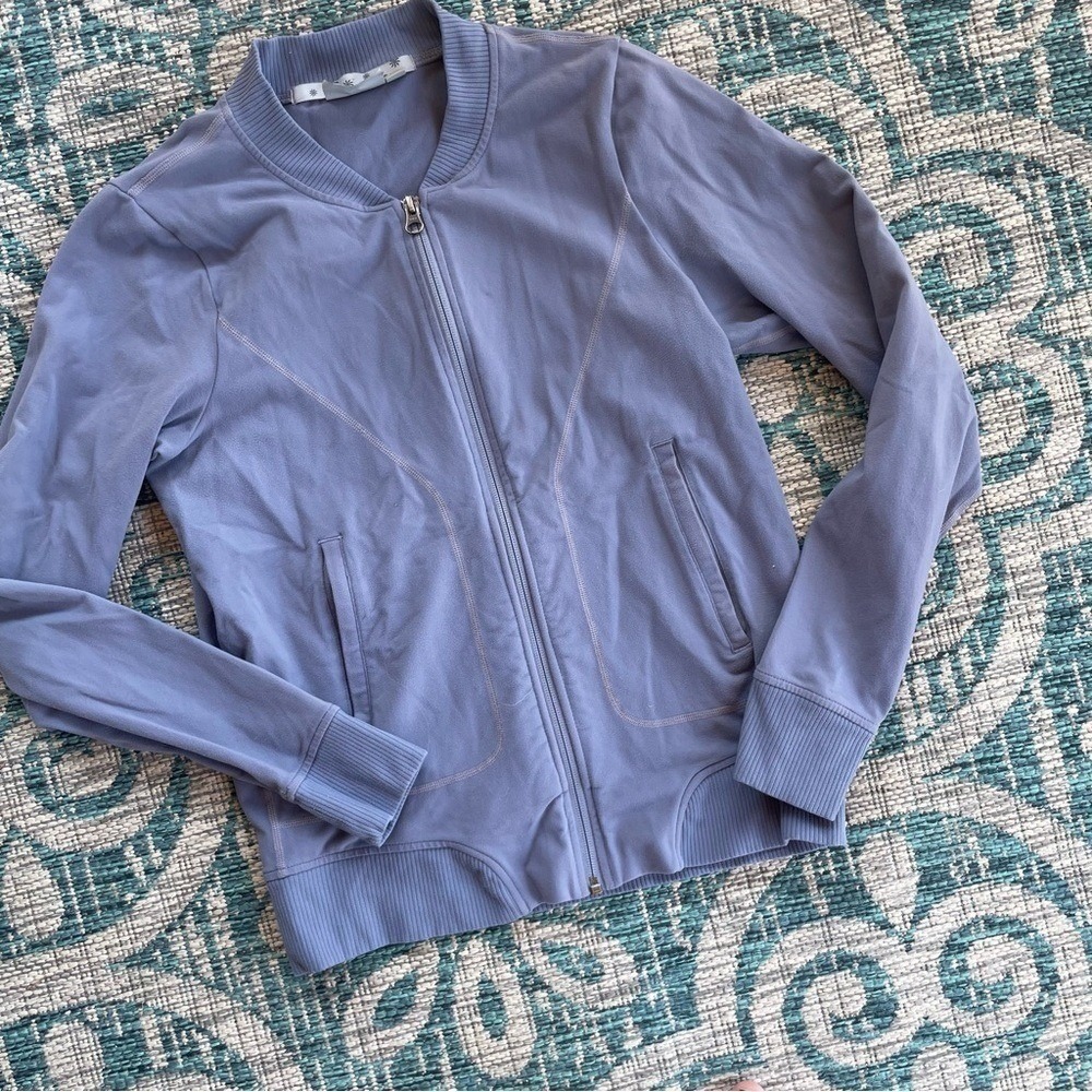Athleta Women's Blue Lightweight Bomber Jacket Full Zip Athletic Casual Size S - Picture 5 of 7